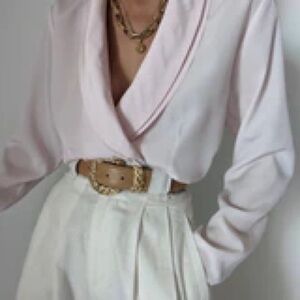 {{vintage}} Na Nin Blush Low Drape Blouse